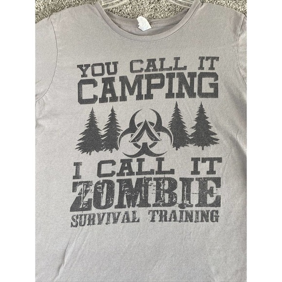 Zombie Shirt Womens Extra Large XL Gray Camping Survival Horror Biohazard Ladies - Picture 3 of 10